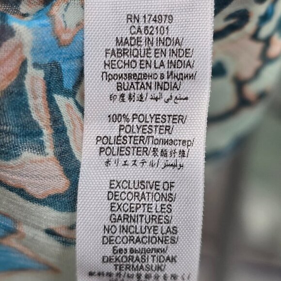 BCBGeneration Blue Pink Floral Tassel Long Wrap Scarf - Picture 5 of 6